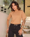 T-SHIRT GOLA ALTA / BEGE SUEDE