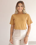 T-SHIRT GOLA ALTA / BEGE WHEAT