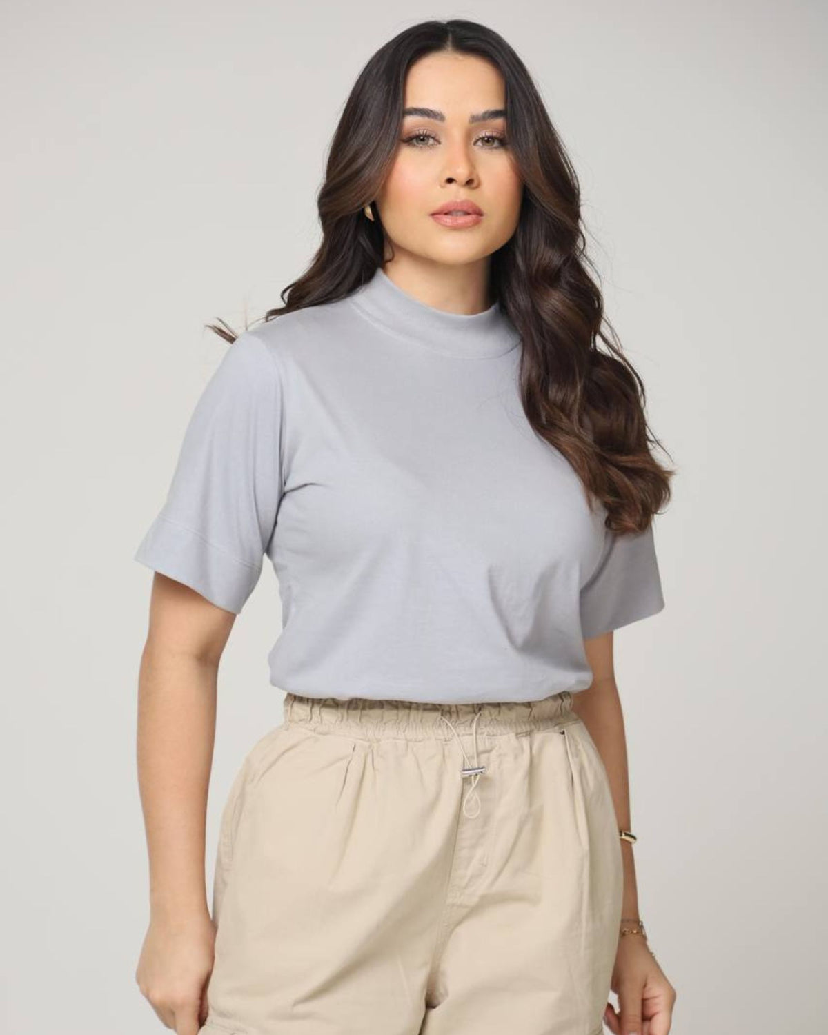 T-SHIRT GOLA ALTA / CINZA GRAY LIGHT