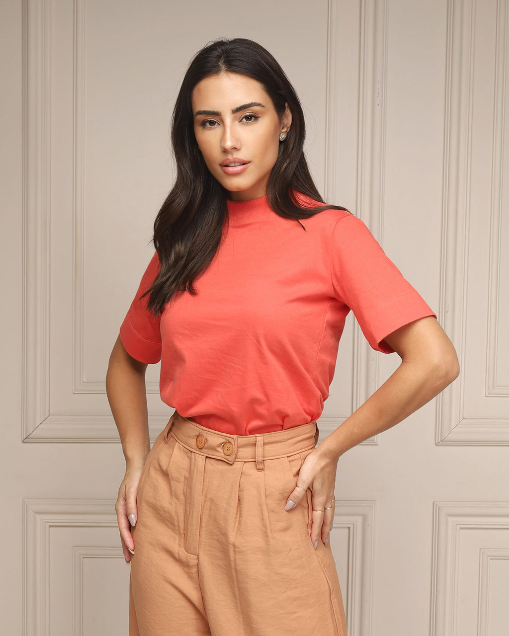 T-SHIRT GOLA ALTA / GOIABA NECTARINE