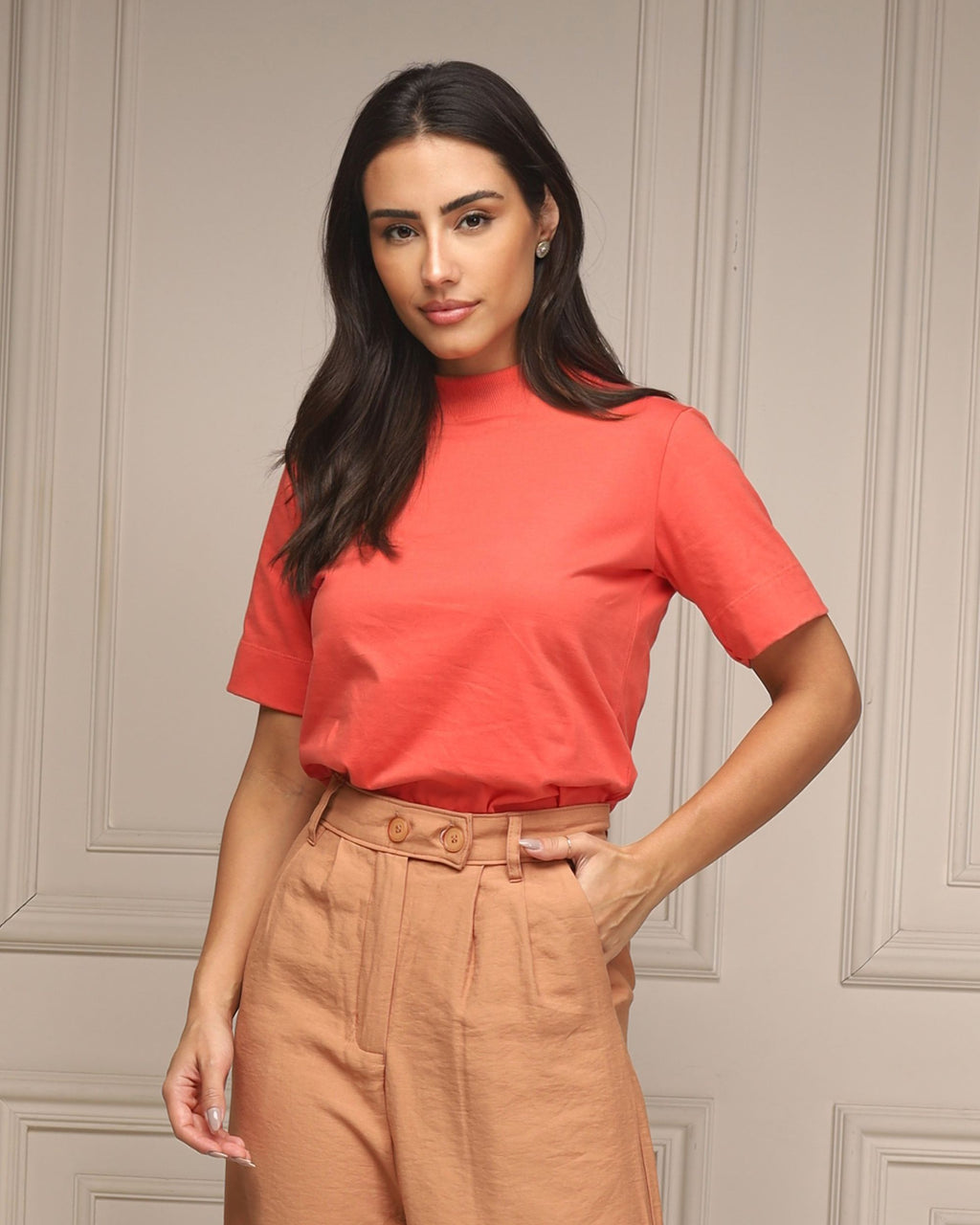 T-SHIRT GOLA ALTA / GOIABA NECTARINE