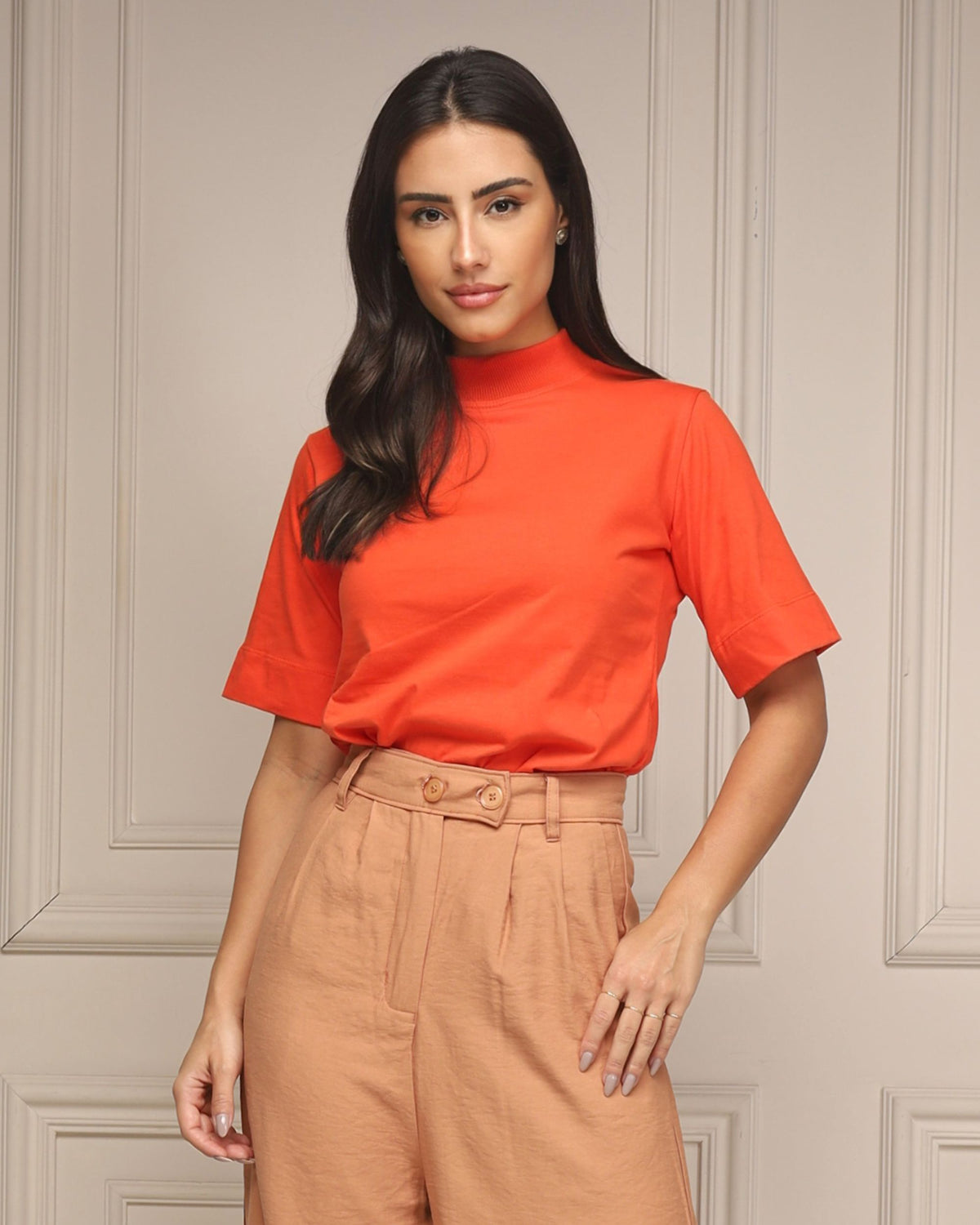 T-SHIRT GOLA ALTA / LARANJA DEEP