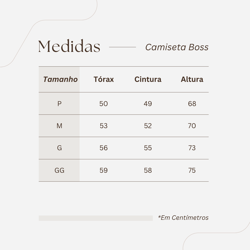 Tabela de Medidas