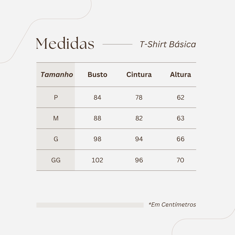 Tabela de Medidas