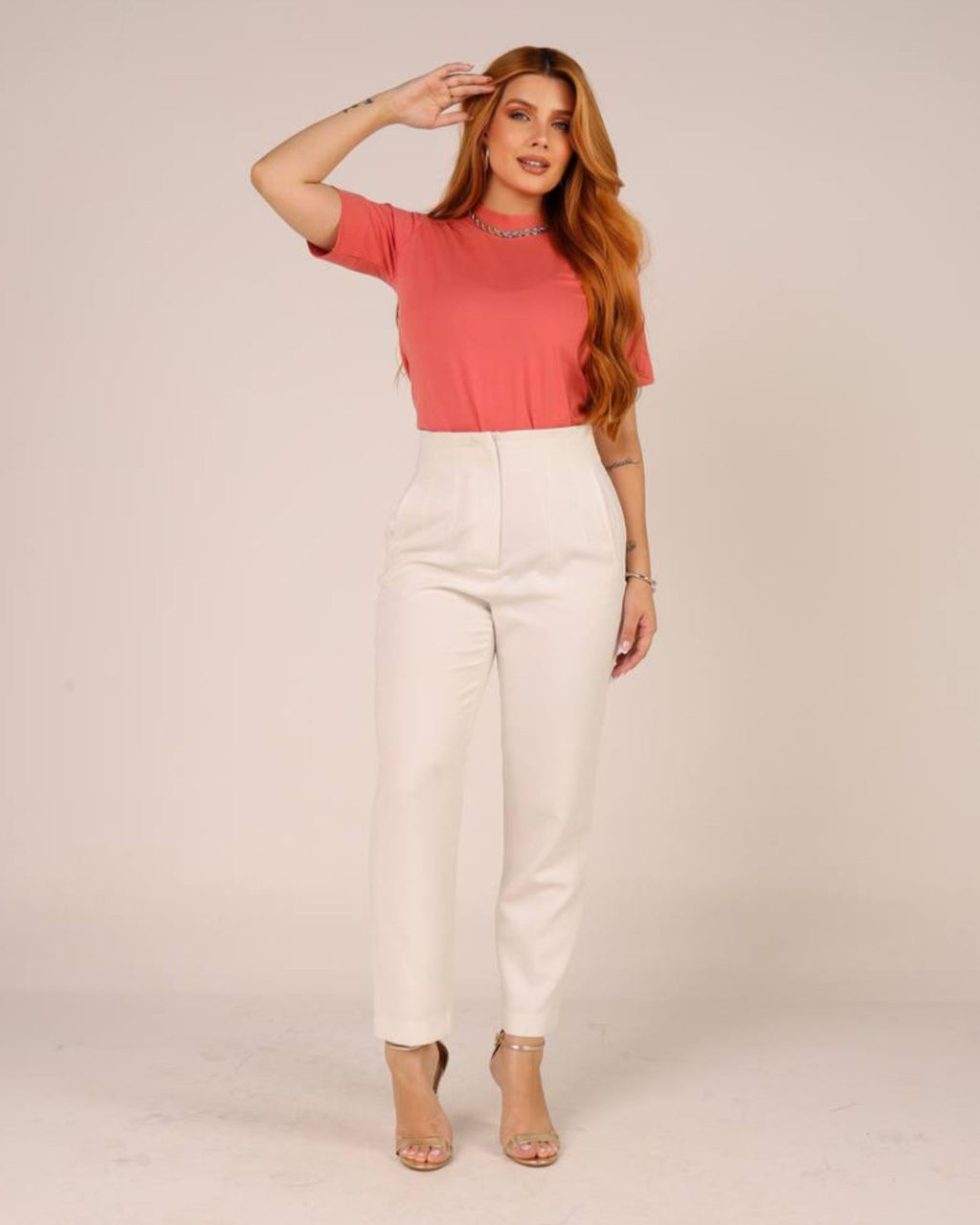 T-SHIRT GOLA ALTA / PIMENTA ROSA