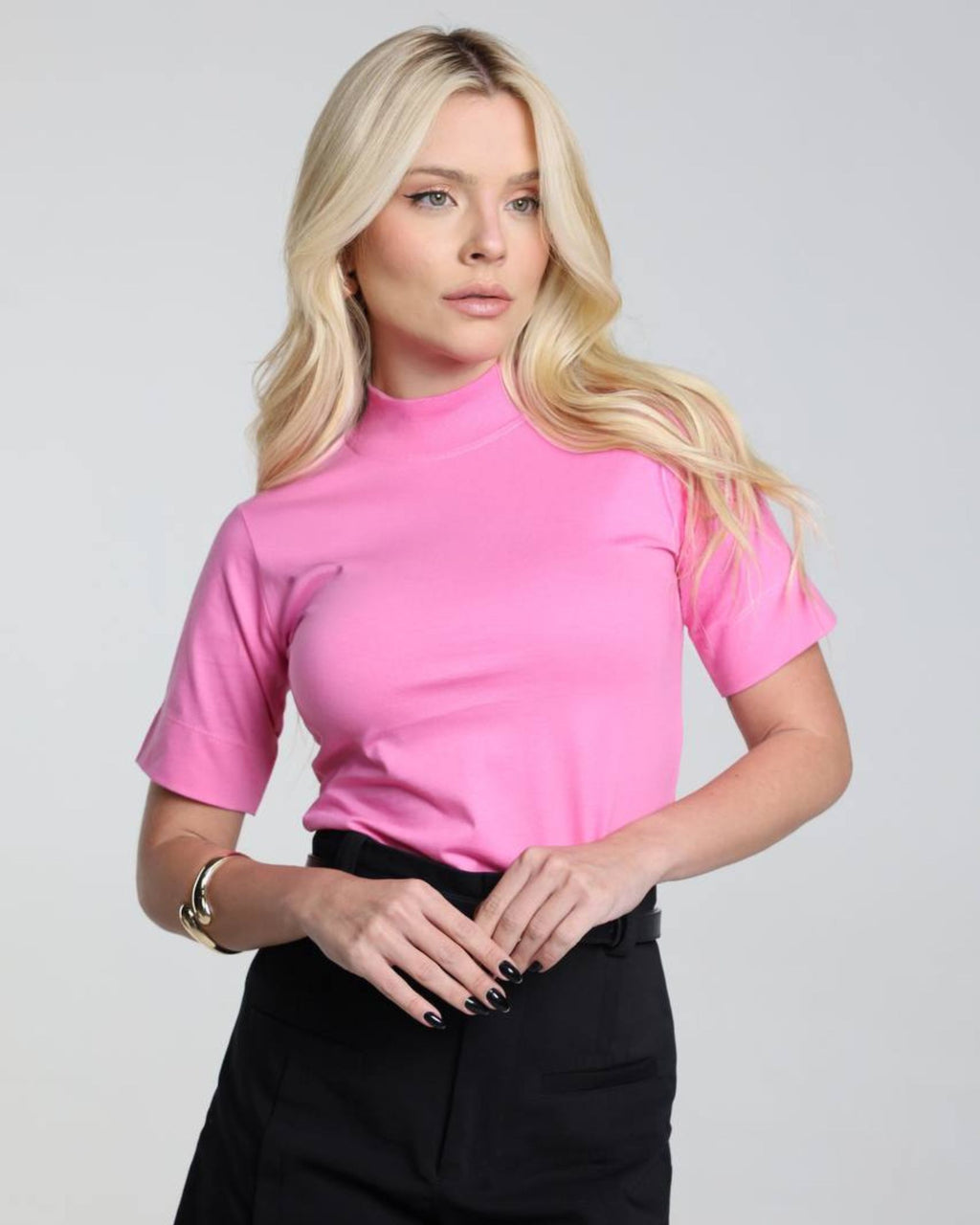 T-SHIRT GOLA ALTA / ROSA BUBBLEGUM