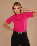 T-SHIRT GOLA ALTA / ROSA PEONIA