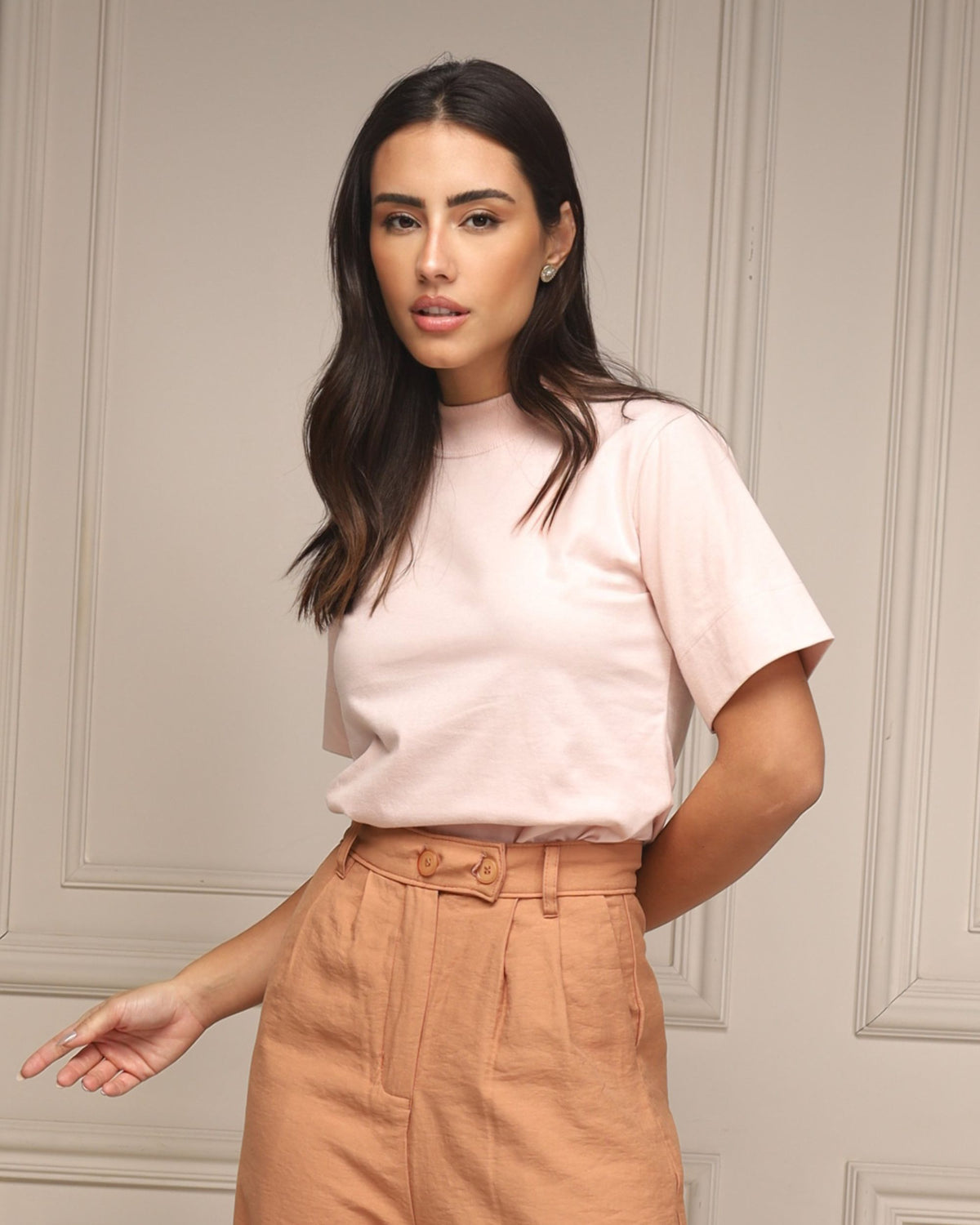 T-SHIRT GOLA ALTA / ROSA SOFT PEACH