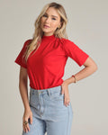 T-SHIRT GOLA ALTA / VERMELHO MANDARIM